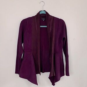 Verve Ami Women’s Burgundy Open Long Sleeve Knit Faux Suede Cardigan Size Medium